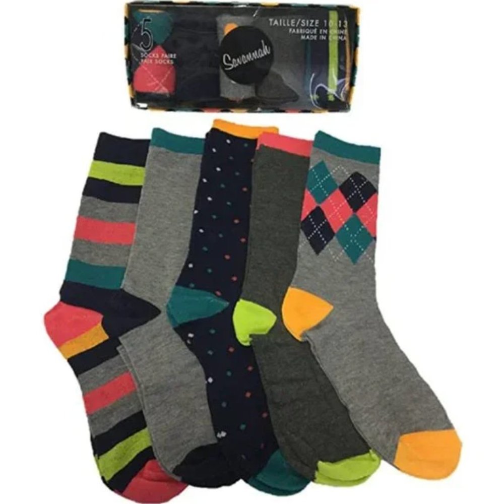 ❤️‍🔥 2 For $30 ❤️‍🔥 Savannah - (x5 Pack) Mens Luxury Sock Set (Size 10-13)